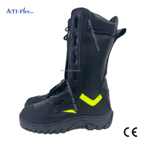 Sepatu Kulit Pemadam Kebakaran Bersertifikat ATI-FIRE EN15090, Perlengkapan Pemadam Kebakaran Anti Api, Ujung Baja, Sol Baja, Grosir Pabrik