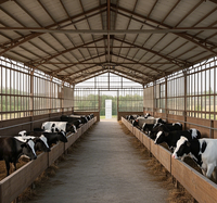 Structure en acier préfabriquée moderne à faible coût mouton et chèvre ferme grange maison, abri de vache, ferme équestre, bâtiment de ferme de bétail.