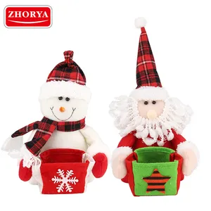 Zhorya Christmas Cartoon Dolls Cute Snowman Santa Claus Party Gift Box For Children Noel Decoration