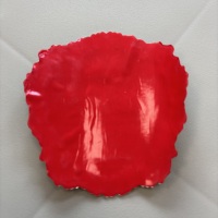 Étiquette de bouteille de vin en métal 3D personnalisée, gaufrée, émail rouge, motif floral argenté, pour spiritueux