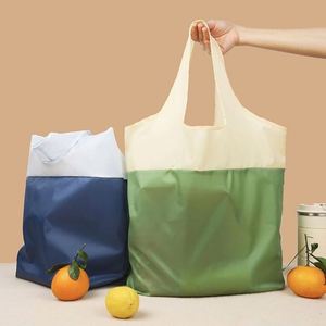 Foldable Reusable Polyester Bag Vest Shopping Tote Bags With Custom Printed Logo <b>Handbag</b> - Product Image 3