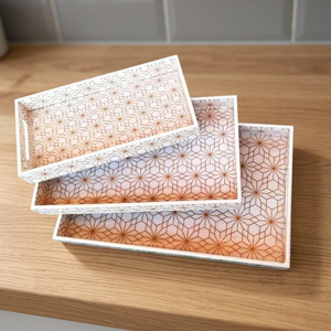 MDF Wooden Floral Serving <b>Trays</b>-Handmade Decorative Eco-Friendly Lightweight Dishwasher Safe Custom Design Printing for - Product Image 1
