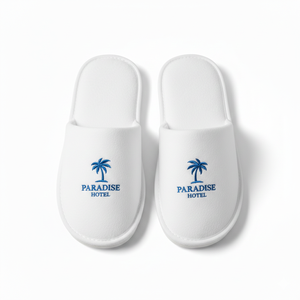 Pantuflas Desechables Paradise Hotel, Parte Superior y Forro de Tela No Tejida, Suela de EVA, Logotipo Bordado, Punta Abierta, Para Todas las Estaciones, Hechas en EE. UU. - Product Image 3