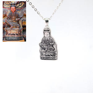 レーザー刻印925ソリッドシルバーペットポートレートネックレスパーソナライズされたカスタムメモリ写真写真ペンダント刻印ジュエリー - Product Image 3