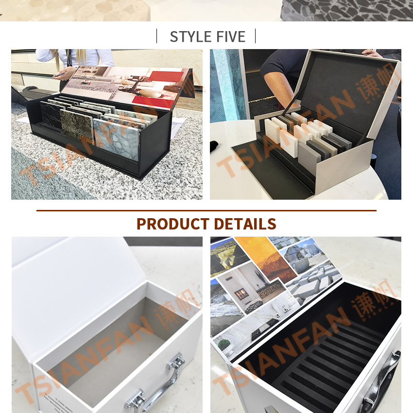 Tsianfan Custom Logo Folding Paper Packaging Showcase Magnetic Mosaic Ceramic Granite Quartz Sample Case Tile Stone Displays Box