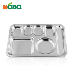 Bandeja de Comida de Acero Inoxidable para Uso Escolar, Bandeja de Comida Rápida para Cafetería con 7 Compartimentos - Product Image 4