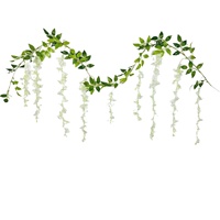 Bunga Wisteria Sutra Gantung OEM, Rangkaian Bunga Artificial Realistis dan Lembut untuk Dekorasi Dinding Rumah dan Pernikahan