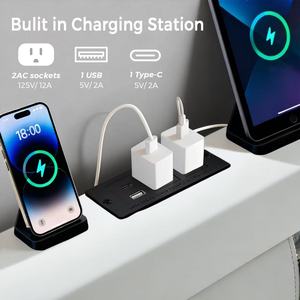 Cadre de lit Queen avec lumières LED réglables, tête de lit en similicuir rembourrée, lit plateforme moderne et moelleux avec rangement pour appartement - Product Image 5