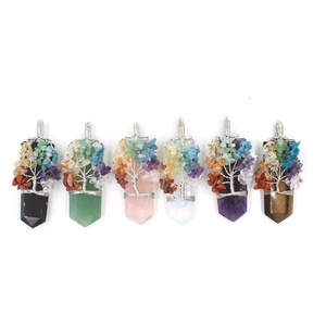 <span class=keywords><strong>7</strong></span> pendentifs en forme de gravier gravé avec fil, <span class=keywords><strong>pierre</strong></span> <span class=keywords><strong>naturelle</strong></span>, pour la fabrication de bijoux, <span class=keywords><strong>7</strong></span> <span class=keywords><strong>Chakras</strong></span>, arbre de vie, bricolage DIY - Product Image 1