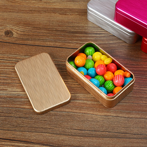 Caja de metal cepillado portátil, compartimento rectangular cubierto para almacenamiento de té, tamaño pequeño - Product Image 1