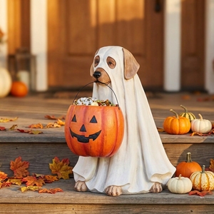 Bol à bonbons Citrouille Halloween, Figurine en résine Chien <span class=keywords><strong>Fantôme</strong></span> Chat, Décoration pour Fête de la Toussaint, Balcon et Maison - Product Image 5