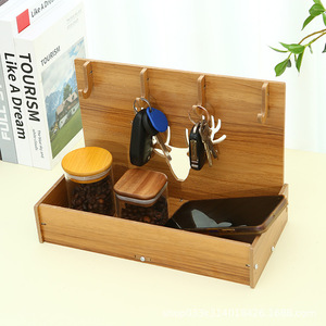 Caja de almacenamiento de llaves de madera con diseño de ciervo, tipo vertical, para entrada, organizador de escritorio, color natural, forma rectangular - Product Image 5