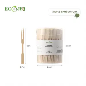 200 PCS Disposable Mini Bamboo Forks 9cm