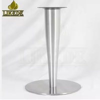 Base de table bistrot en acier inoxydable brossé à fond rond, pied conique en alliage d'aluminium brossé avec plaque supérieure en fer noir