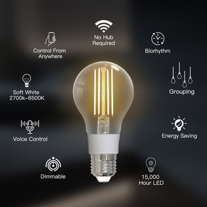 Ampoule à filament intelligente lampe à LED A60 E27 éclairage à intensité variable blanc doux 2700K-6500K 806Lm fonction biorythme MOES/Tuya Smart APP - Product Image 2