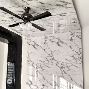 Motif <span class=keywords><strong>de</strong></span> marbre Haute brillance Luxe Réaliste Motif <span class=keywords><strong>de</strong></span> marbre Imperméable Résistant à l'humidité TPVC Marbre Feuille Panneau Mural - Product Image 2