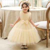 Robes de cérémonie pour petites filles avec nœud papillon et tulle superposé, Robes de fête pour enfants, Robes de demoiselles d'honneur, Robes d'anniversaire pour filles de 2 ans - Vente en gros