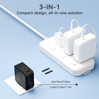 Chargeur GaN 65W PD 2C1A Prise EU Certifié CE FCC RoHS Vente en Gros d'Usine Chargeur USB C GaN QC Charge Rapide pour Ordinateur Portable