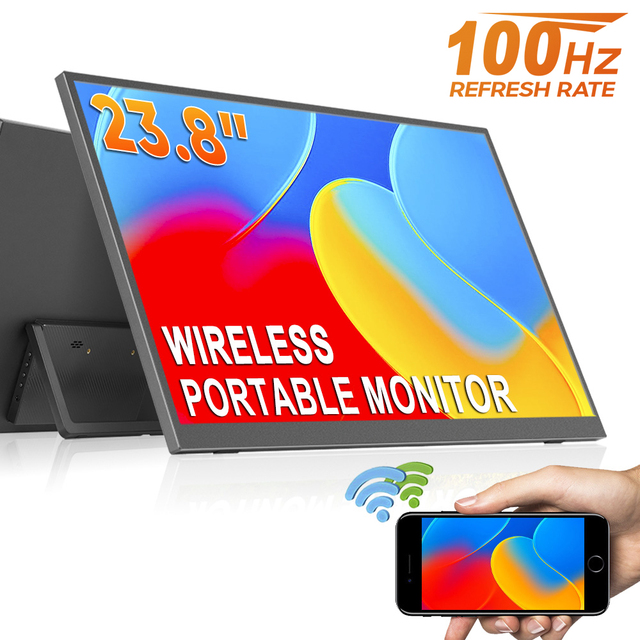 SIBOLAN 23.8" 1080P HDR 100Hz IPS LCD Portable Laptop Monitor with Built-in Speaker for Laptop Monitor Extender Mobile Monitor