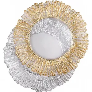 Factory wholesale popular 13lnch gold silver glass charging plate dinner plate wedding restaurant