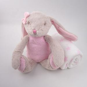 2-in-1 Ultra Soft Floral Decke Elefant Plüsch Hase Kuscheltier Set Baumwoll spielzeug für Baby Stress abbau PP Baumwolle Gesichts tuch - Product Image 2