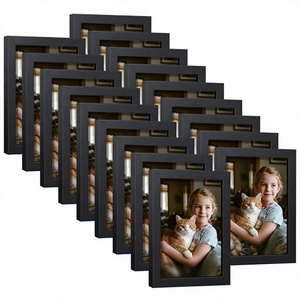 indian photo <b>frame</b> e 5x7 <b>Black</b> Photo <b>Frames</b> Set with 4x6 Matting UV Printing Engineered Wood Wall Hanging & Tabletop Display - Product Image 3