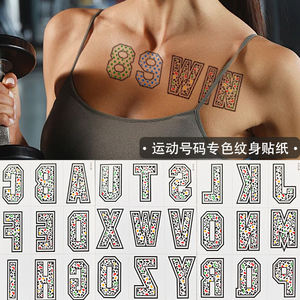 สติ๊กเกอร์แทททูตัวอักษรและตัวเลข ขายส่งจากโรงงาน <span class=keywords><strong>ลาย</strong></span>หรูหรา ติดตัว <span class=keywords><strong>แขน</strong></span> อก แต่งหน้า กันน้ำ สีสันสดใส สำหรับมือ เท้า แทททูปลอมชั่วคราว - Product Image 2