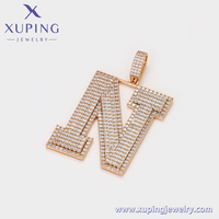X000760230 Bijoux Xuping Plaqué Or 18K Pendentif Lettre N Breloque Initiale Alphabet Hip Hop Vente en Gros