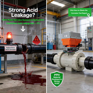 고온 내성 강력 부식 방지 PPH 3방향 전동 볼 밸브 할로겐 부식 방지 물 OEM - Product Image 4