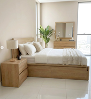 Vente en gros usine Yifan Bedset01 Ensemble de chambre moderne en bois MDF avec lit de rangement extensible hydraulique, armoire, commode et table de chevet King Size
