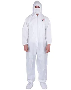 Waterproof Ppekit Overalls Disposable Microporous Coverall Type 5/6 Disposable Coverall With Hood Ppe Suit Safety Clothing