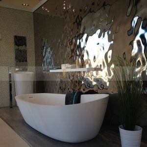 LL30 Low Price 201 Stainless Steel Water <b>Wave</b> Sheet Wall Panels <b>Mirror</b> Polished Metal Embossed Ripple Sheets for Restaurant - Product Image 3