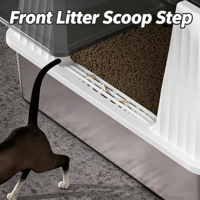 KAILAN Bac à litière pour chat en acier inoxydable et ABS, espace intérieur de 20L, anti-odeur, facile à nettoyer, design détachable, pelle offerte