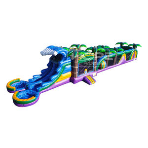 Château gonflable de toboggan aquatique de parcours d'obstacles de videur de <span class=keywords><strong>paradis</strong></span> d'oasis tropicale commerciale pour la <span class=keywords><strong>location</strong></span> de partie ou d'événement - Product Image 1