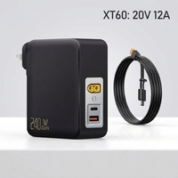 Chargeur rapide pour ordinateur portable de jeu Au Wall Plug XT60 20V 12A 240W Pd3.1 Gan pour Asus Tuf A15, adaptateur d'alimentation à petit port carré