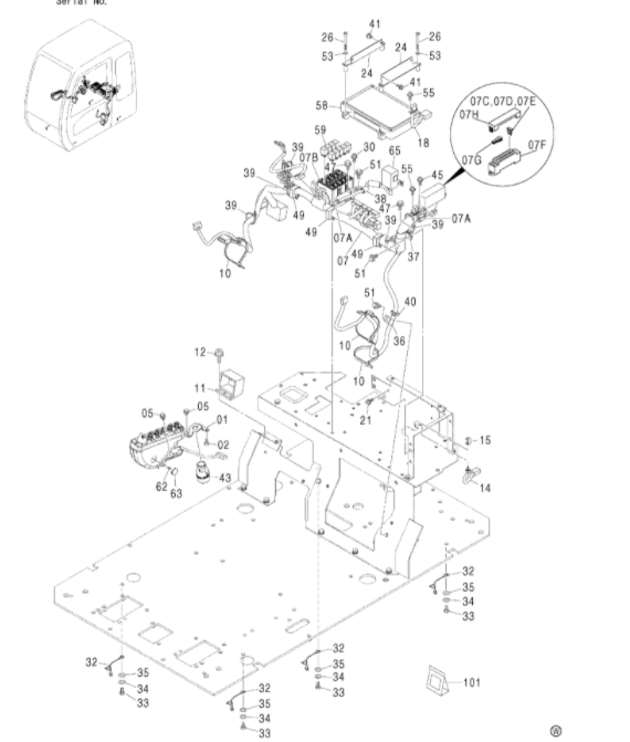 のり Hitachi 4369588 Excavator Front Lower Window Replacement Cab