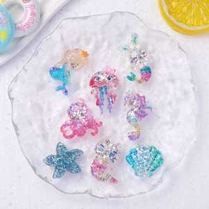 Épingle à cheveux DIY en résine faite à la main, motif princesse sirène de dessin animé aux couleurs vives, style artistique de Noël - Product Image 2