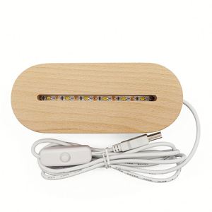 Factory Price RGB <b>USB</b> Oval Wooden <b>Light</b> Beech Popular Customized Table Night <b>Light</b> Base for Acrylic 3D Night LED <b>Light</b> - Product Image 5