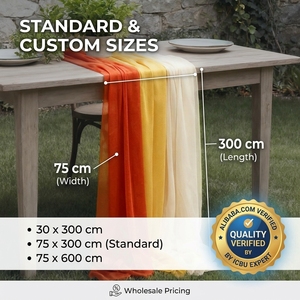 <span class=keywords><strong>Chemin</strong></span> <span class=keywords><strong>de</strong></span> <span class=keywords><strong>table</strong></span> moderne en mousseline vert sauge 75x300cm, sans plis, avec nœuds <span class=keywords><strong>de</strong></span> chaise fluides pour mariage, anniversaire, banquet, maison - Product Image 5