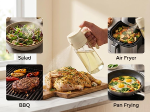 470ml Oil Dispenser Bottle with Silicone Bottom 2 in 1 Olive Oil Sprayer for Cooking Kitchen BBQ Air Fryer Salad Baking - Product Image 4