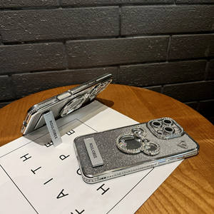 <span class=keywords><strong>Funda</strong></span> para Teléfono con Soporte de Espejo Brillante, Apta para <span class=keywords><strong>iPhone</strong></span> 15 Pro Max, <span class=keywords><strong>iPhone</strong></span> 16 con Marco con Incrustaciones de Diamantes, Lente 14 - Product Image 4