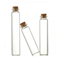 Pot en verre rond de 5 ml et 10 ml pour fleurs séchées, avec couvercle en liège transparent et couvercle en bois, pour gelée, impression sérigraphique, traitement de surface