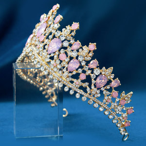 Peigne à cheveux de mariée en céramique fait main avec fleurs, feuilles d'or, guirlande de cheveux de <span class=keywords><strong>mariage</strong></span>, serre-tête floral flexible en perles, couronne de bal pour mariées, diadème - Product Image 3