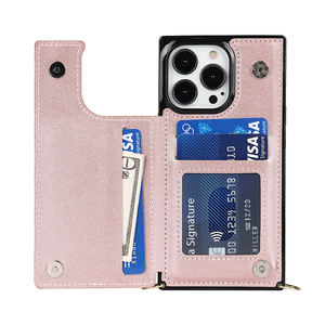 Funda para teléfono móvil con correa de cuero, cartera para tarjetas, venta al por mayor - Product Image 3