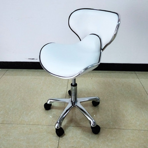 Tabouret de salon de beauté moderne rose, blanc et or, pivotant, pour pédicure - Product Image 3