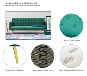 Sofá cama plegable de terciopelo para sala de estar, cama de lujo de estilo europeo, futón