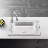 Évier de cuisine moderne à cuvette unique Offre Spéciale installation de comptoir de lavabo rectangulaire à fente unique en acier inoxydable avec un trou