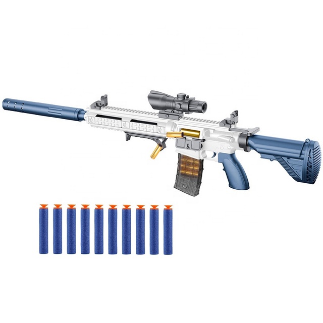 M416 EVA Soft Bullets Shooting Gun Toy with Manual Bullet Shell Ejection Simulation Cartridge Soft Foam Bullets Gun for Kids