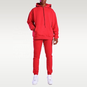 High Solid Red Pullover Hoodie Tracksuit Wholesales Multi Color Plain Tracksuit Slim Fit Jogging Tracksuits For Men - Product Image 4