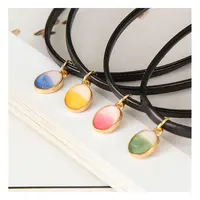 INS Korea retro metal star accessories choker circle alloy Chock leather ladies short necklace for Girl